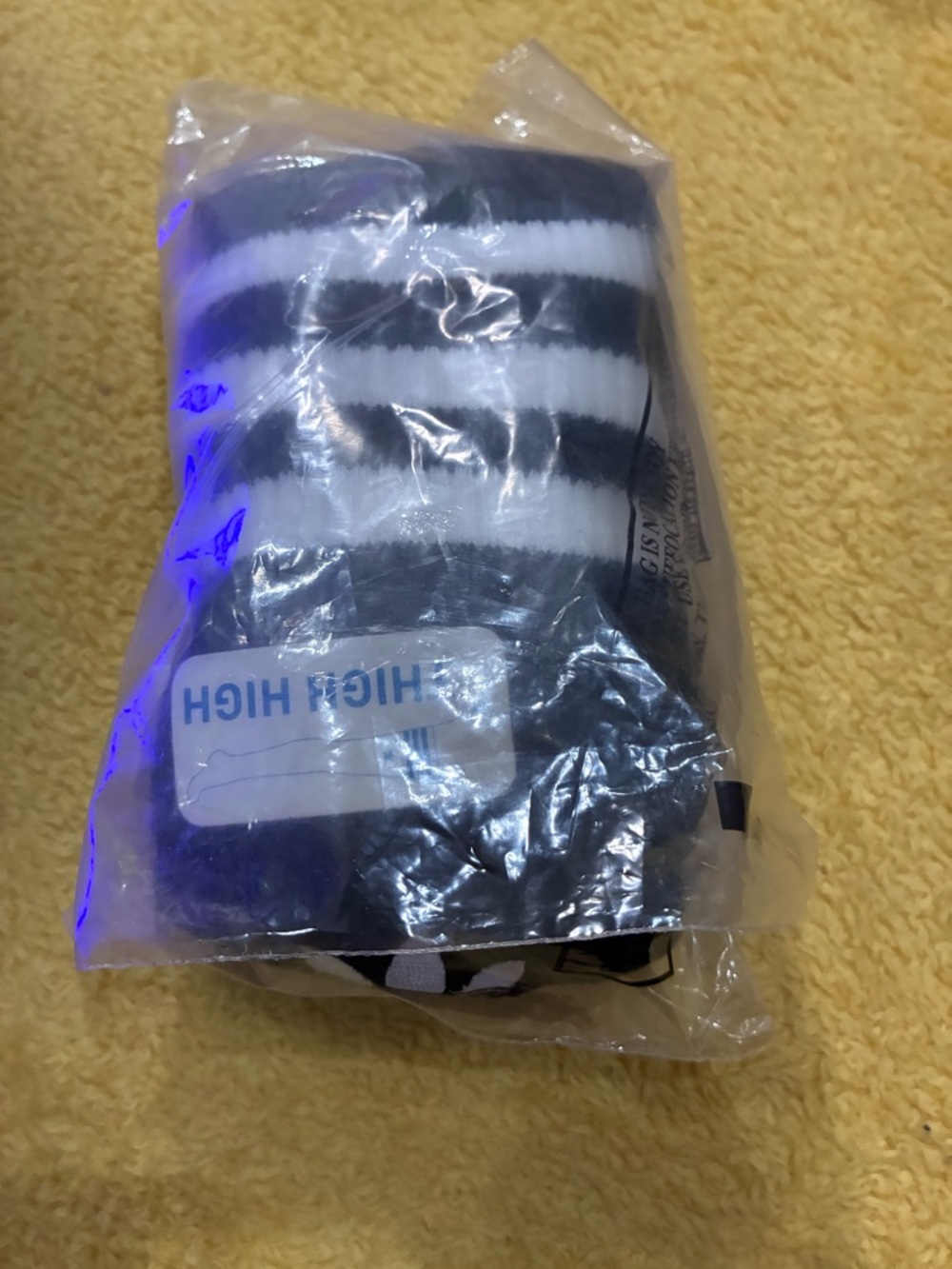 adidas Black Over-the-Knee Athletic Socks with White Stripe Accents - Picture 3 of 4